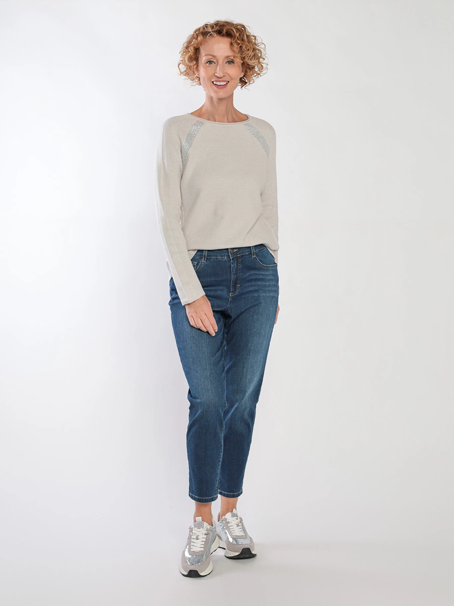 Джинсы 7/8 с эластичным поясом